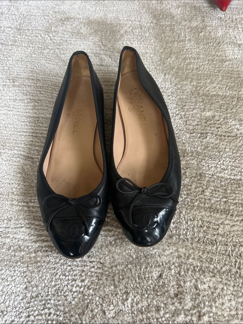 Chanel CC Cap-Toe Ballet Flats Black